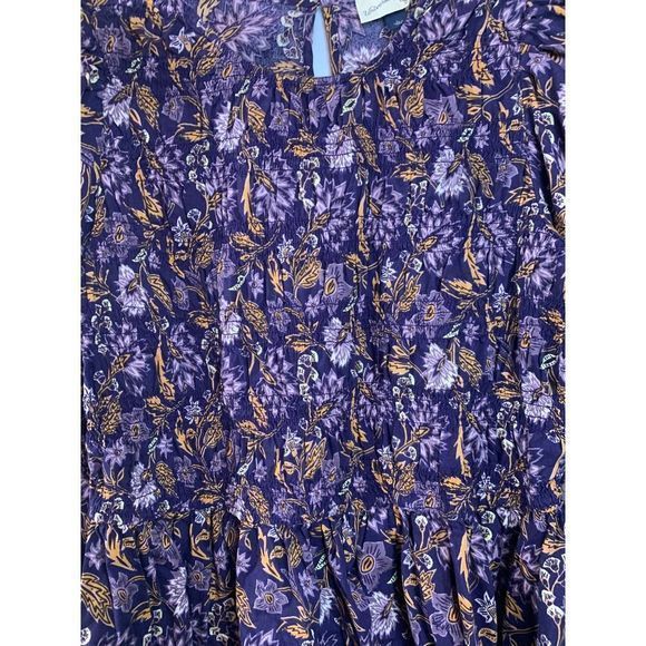 Universal Thread Womens Floral Puff Sleeve Smocked Bodice Blouse Purple Size L - Picture 5 of 7